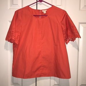 J Crew eyelet sleeve top